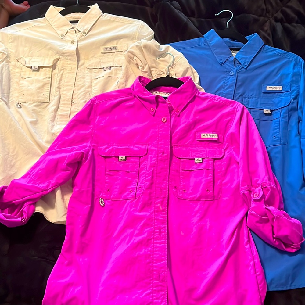 Lot of 3 women a Columbia fishing shirts sz xs